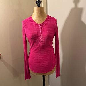 Zeanna waffle knit hot pink top